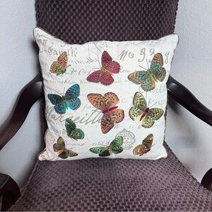 Pier 1 Script Accent Pillow with Butterfly Detail